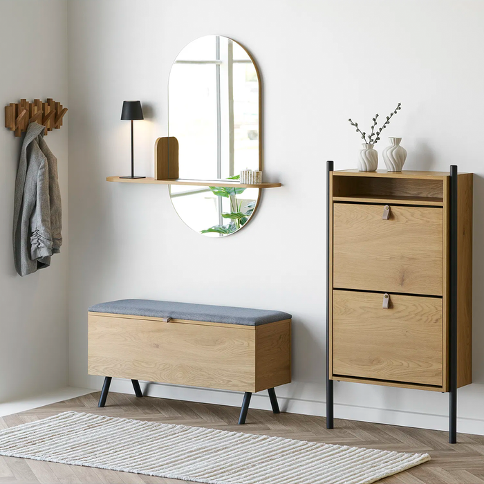 Artichok Febe Wandspiegel Met Houten Plankje - 95 x 92 cm