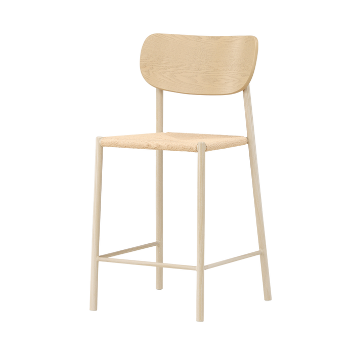 Nest living Rian Barkruk Met Rotan Zitting Beige - 67 cm