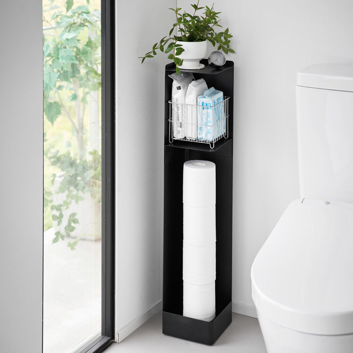Yamazaki Tower Toiletrolhouder op wielen smal - Zwart