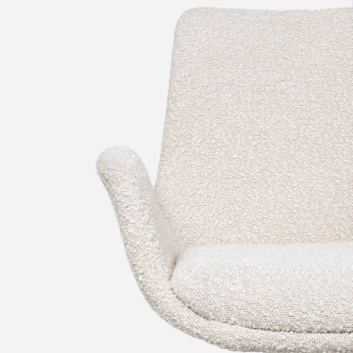 Nolon Nout-Eef Bureaustoel Bouclé Beige - Armleuning - Wit Onderstel