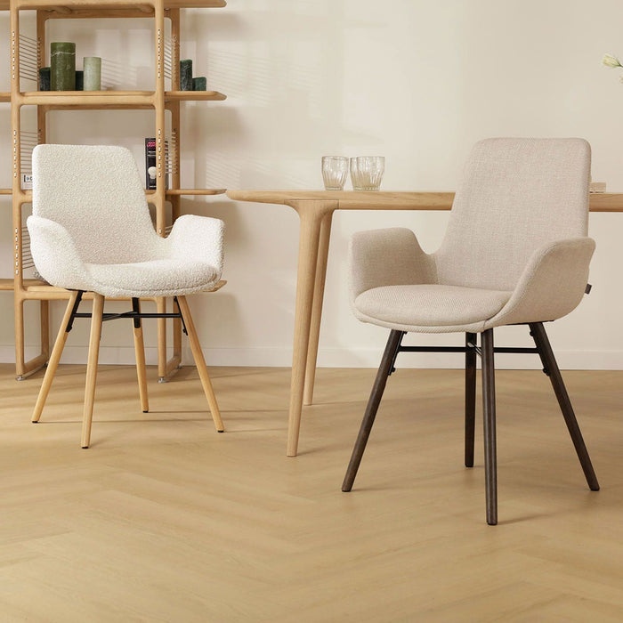 Nolon Nena-Eef Eetkamerstoel Beige - met Armleuning - Walnoot