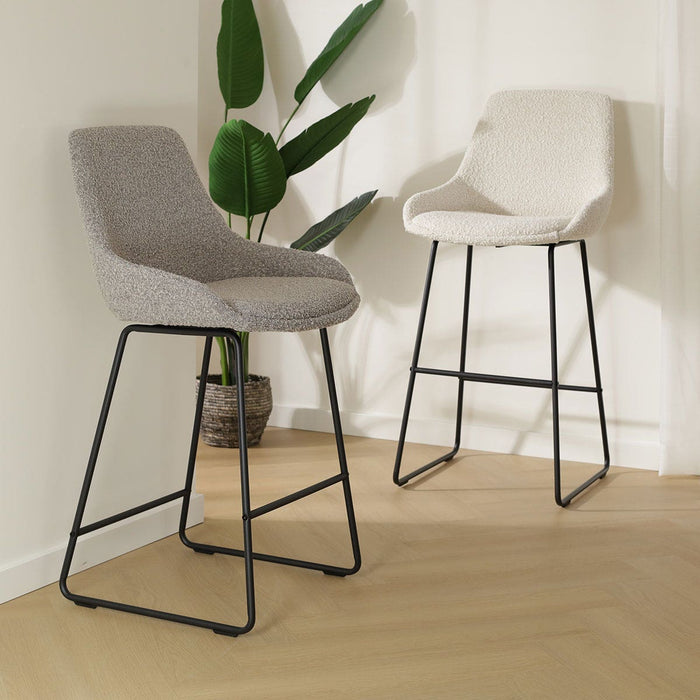 Nolon Nino-Isa Barkruk Bouclé Taupe - Stof - Zwart Onderstel - 65 cm