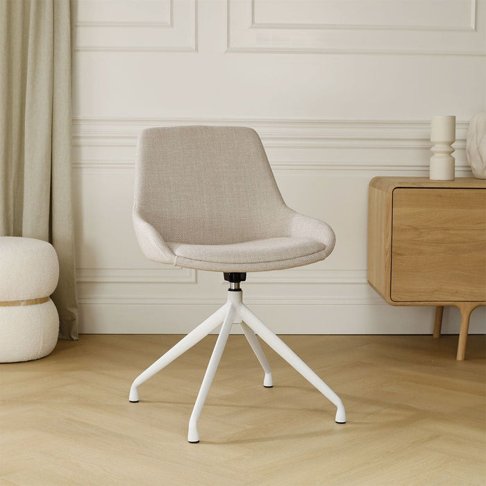 Nolon Nola-Isa Eetkamerstoel Beige - Draaibaar Wit Onderstel