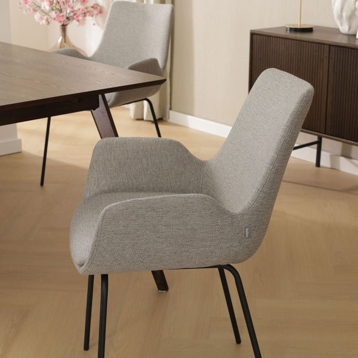 Nolon Nora-Eef Eetkamerstoel Warm Grijs - met Armleuning - Zwart