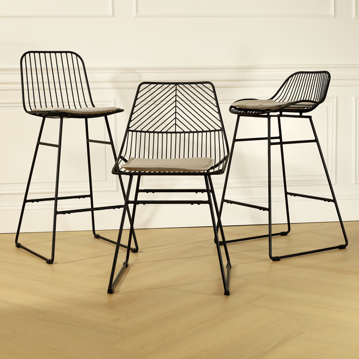 Nolon Pelle Metalen Barkruk Zwart - Met Zitkussen