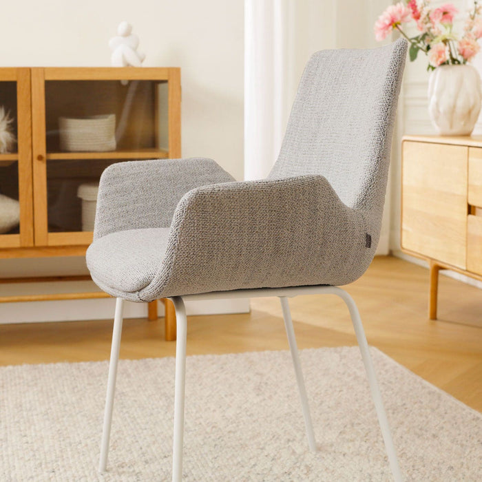 Nolon Nora-Eef Eetkamerstoel Beige Gemêleerd - met Armleuning - Wit