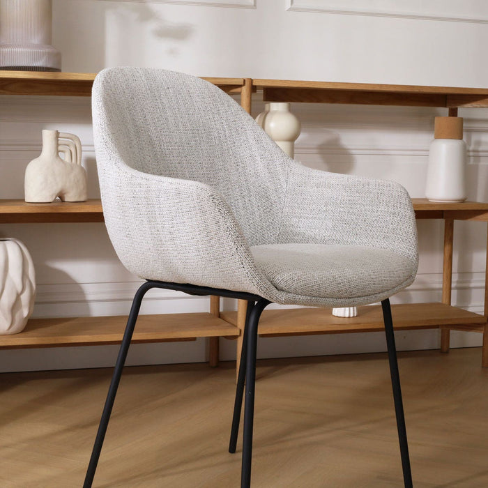 Nolon Nora-Mae Eetkamerstoel Beige Gemêleerd - Armleuning - Zwarte