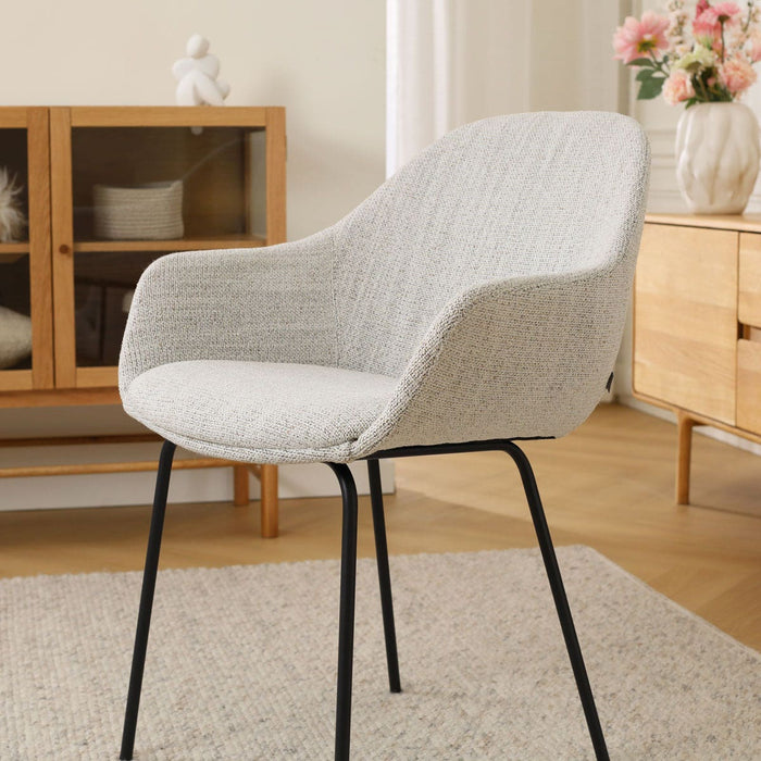 Nolon Nora-Mae Eetkamerstoel Beige Gemêleerd - Armleuning - Zwarte