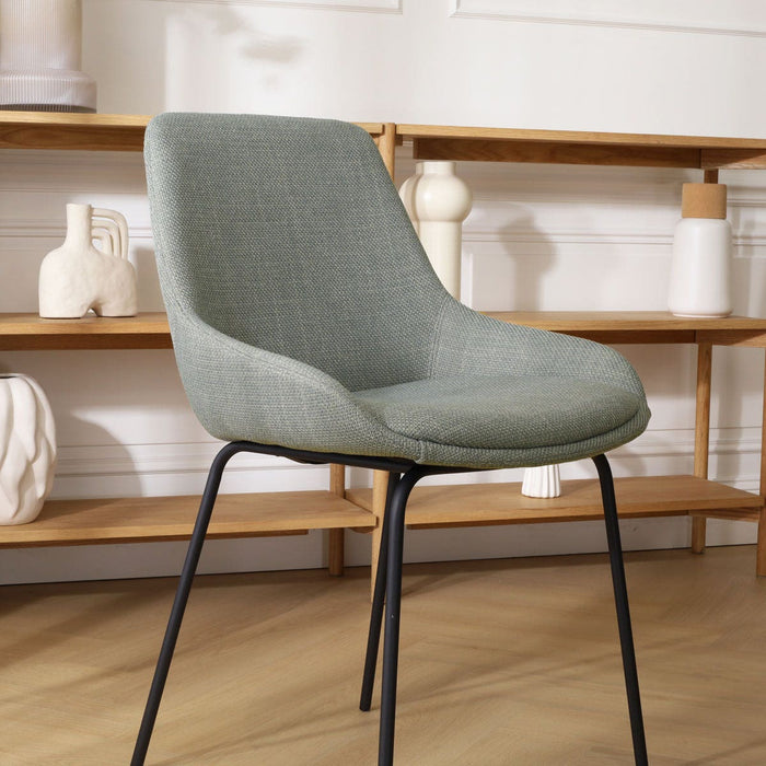 Nolon Nora-Isa Eetkamerstoel Saliegroen - Stof - Zwart Onderstel