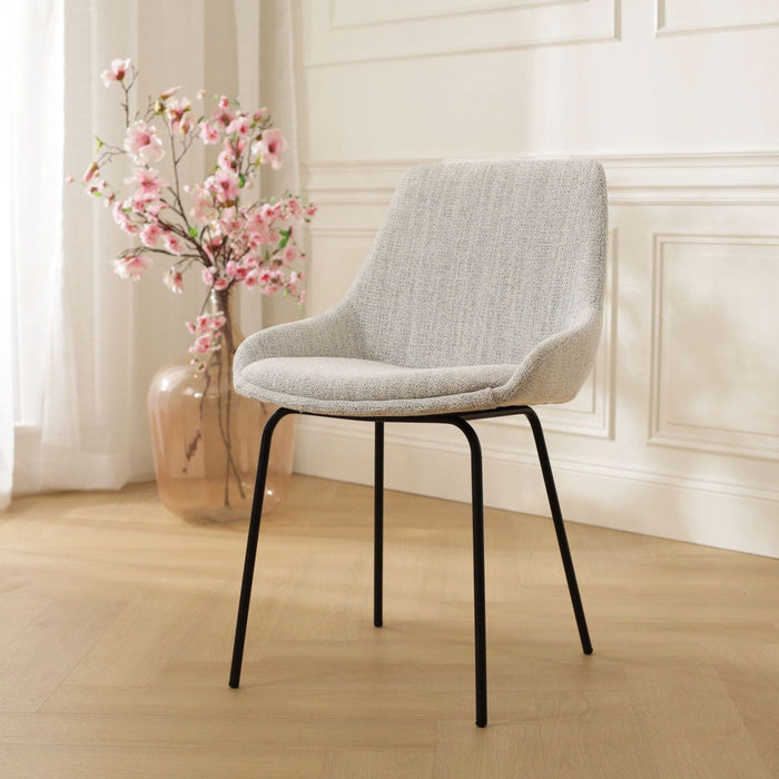 Nolon Nora-Isa Eetkamerstoel Beige Gemêleerd - Stof - Zwart Onderstel