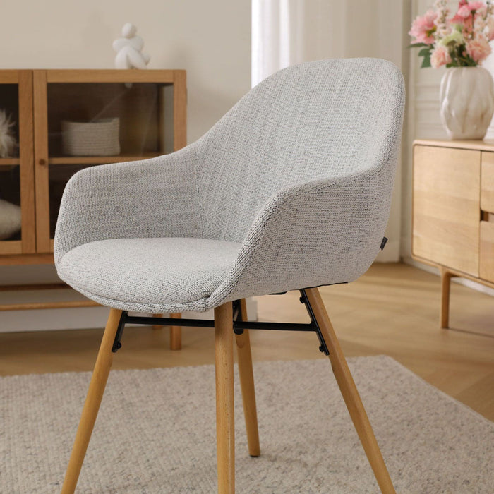 Nolon Nena-Mae Eetkamerstoel Beige Gemêleerd - Armleuning - Stof