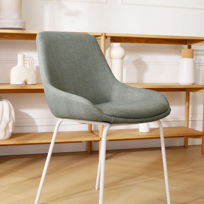 Nolon Nora-Isa Eetkamerstoel Saliegroen - Stof - Wit Onderstel