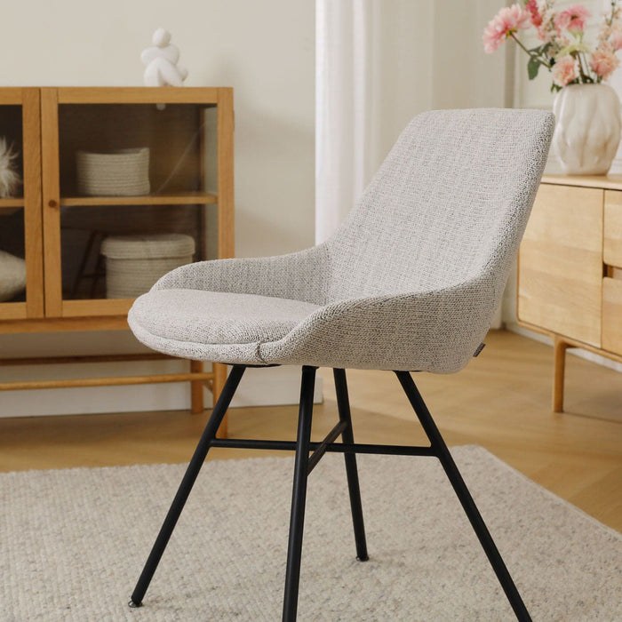 Nolon Noa-Isa Eetkamerstoel Beige Gemêleerd - Stof - Zwart Onderstel