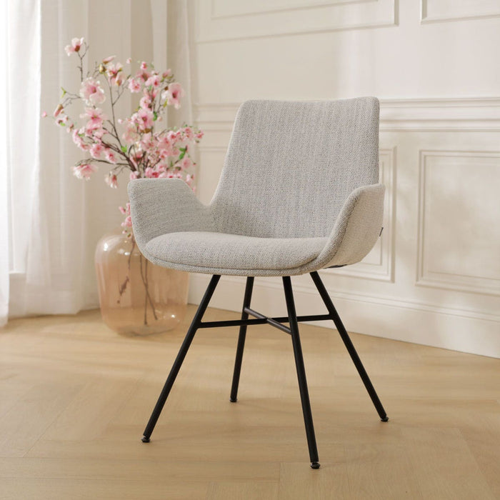 Nolon Noa-Eef Eetkamerstoel Beige Gemêleerd - met Armleuning - Zwart