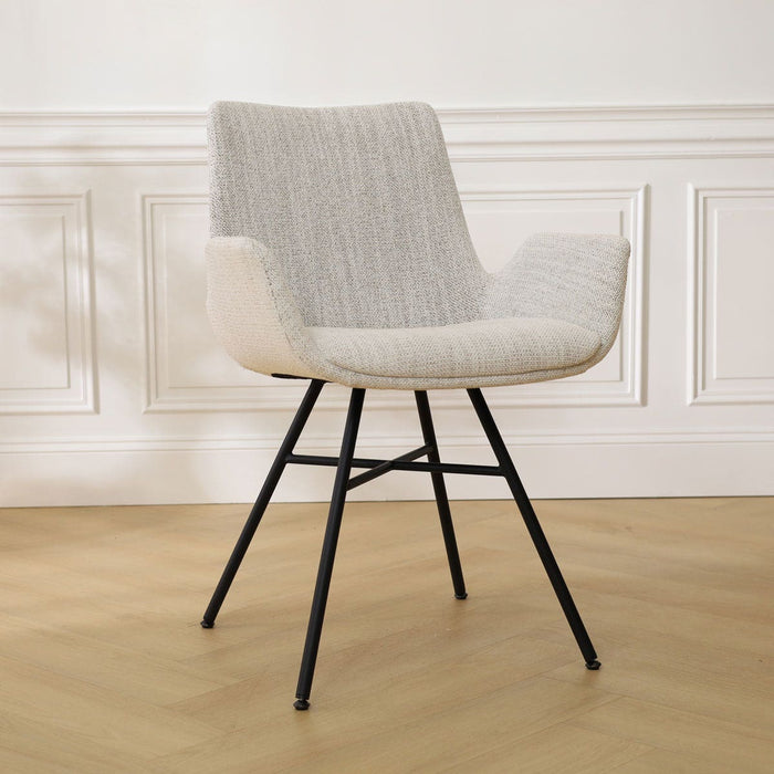 Nolon Noa-Eef Eetkamerstoel Beige Gemêleerd - met Armleuning - Zwart