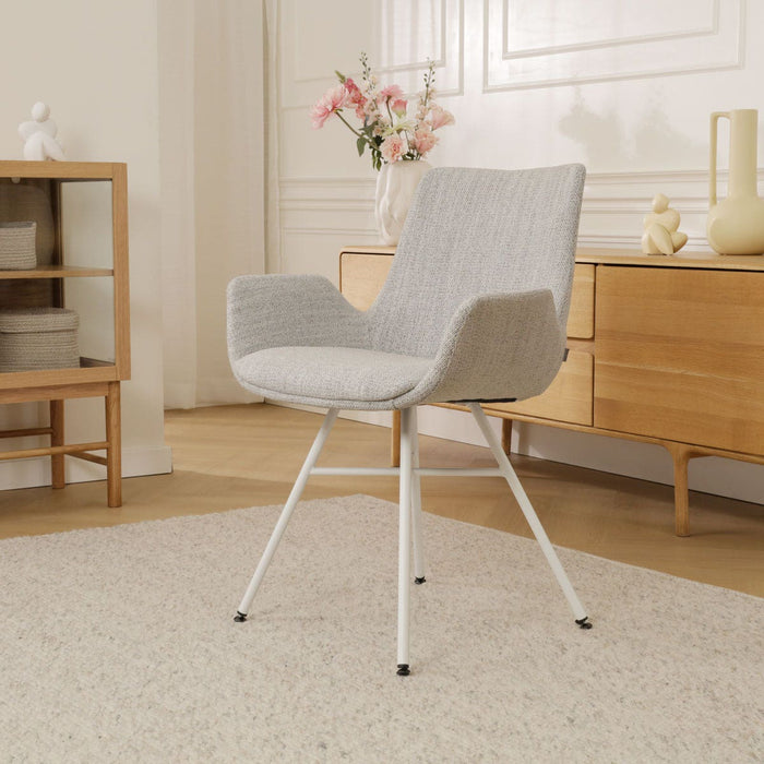 Nolon Noa-Eef Eetkamerstoel Beige Gemêleerd - met Armleuning - Wit