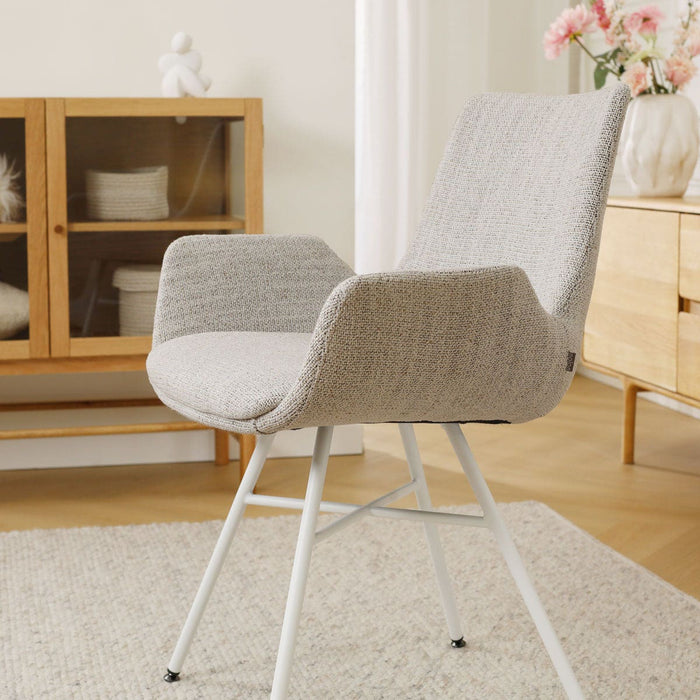 Nolon Noa-Eef Eetkamerstoel Beige Gemêleerd - met Armleuning - Wit