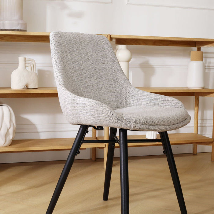 Nolon Nena-Isa Eetkamerstoel Beige Gemêleerd - Zwarte Houten Poten