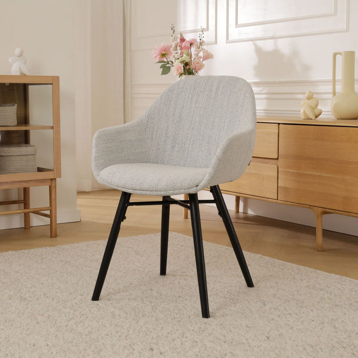 Nolon Nena-Mae Eetkamerstoel Beige Gemêleerd - Zwarte Houten Poten