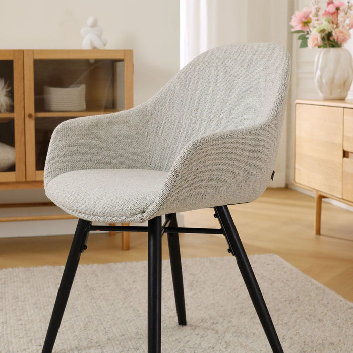 Nolon Nena-Mae Eetkamerstoel Beige Gemêleerd - Zwarte Houten Poten