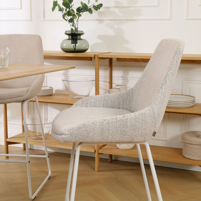 Nolon Nino-Isa Barkruk Beige Gemêleerd - Stof - Wit Onderstel - 75 cm