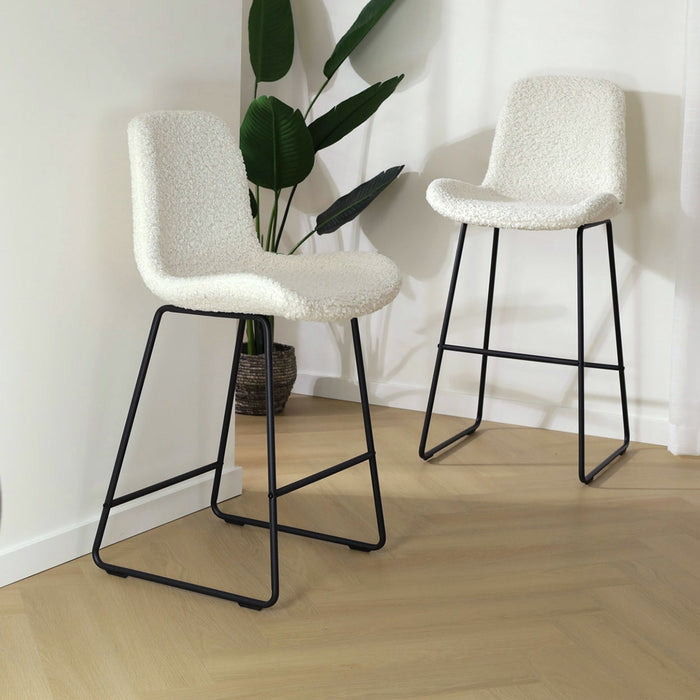 Nolon Nino-Fé Barkruk Teddy Gebroken Wit - Zwart Onderstel - 65 cm