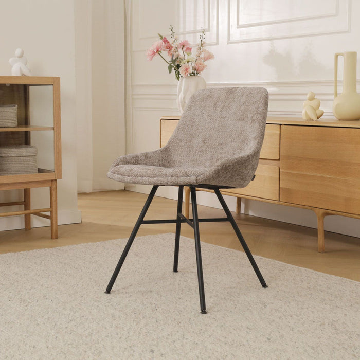 Nolon Noa-Isa Eetkamerstoel Bruin - Stof - Zwart Onderstel