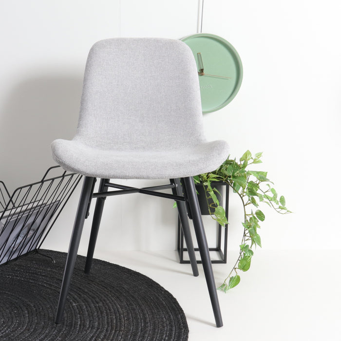 Nolon Noa-Fé Eetkamerstoelen Set van 2 - Lichtgrijs - Zwarte Poten