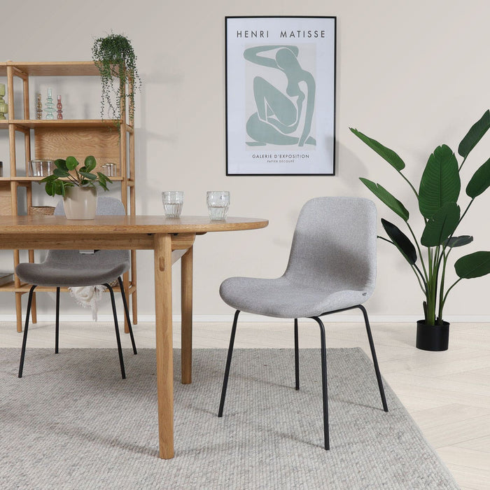 Nolon Nora-Fé Eetkamerstoelen Set van 2 - Lichtgrijs - Zwarte Poten