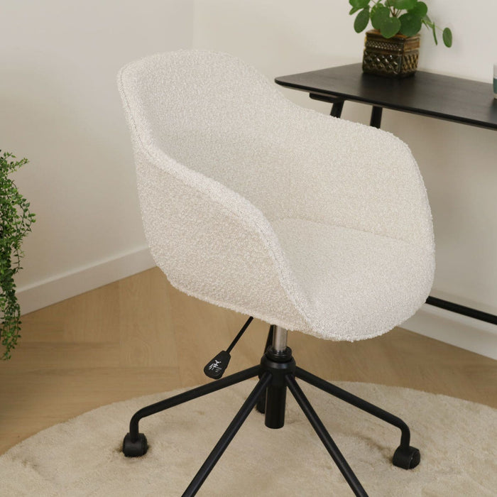 Nolon Nout-Mare Bureaustoel Bouclé Beige - Armleuning - Zwart