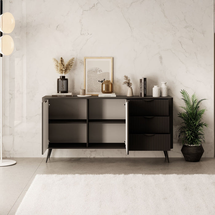 Meubella - Dressoir Lima - Zwart - 163 cm