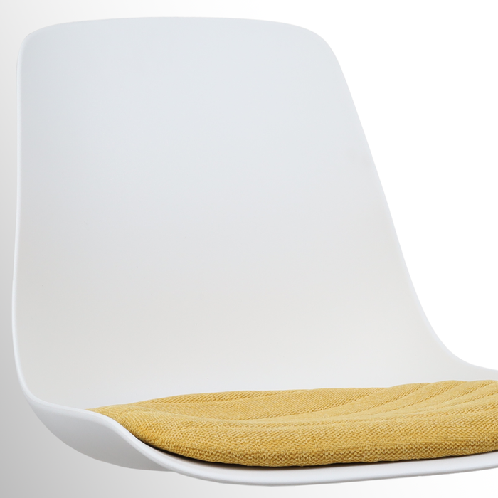 Nolon Nena-Liv Eetkamerstoel Wit - Okergeel - Zwarte Houten Poten