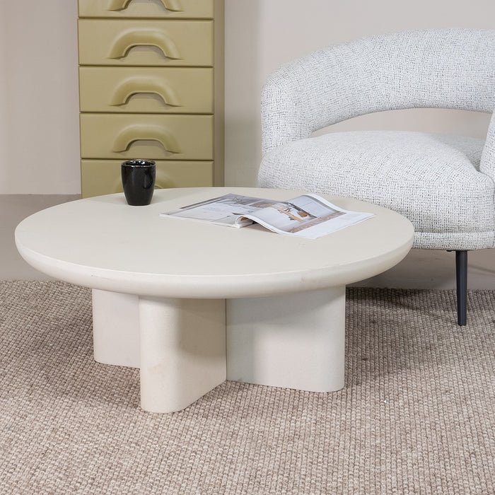 Giga Meubel - Salontafel Rond 90cm - Beige Betonlook - Miso