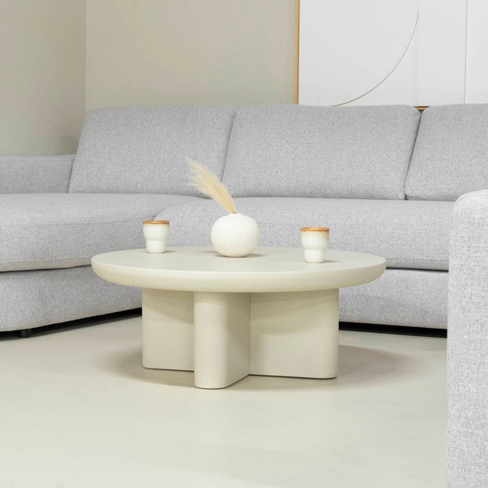 Giga Meubel - Salontafel Rond 90cm - Beige Betonlook - Miso