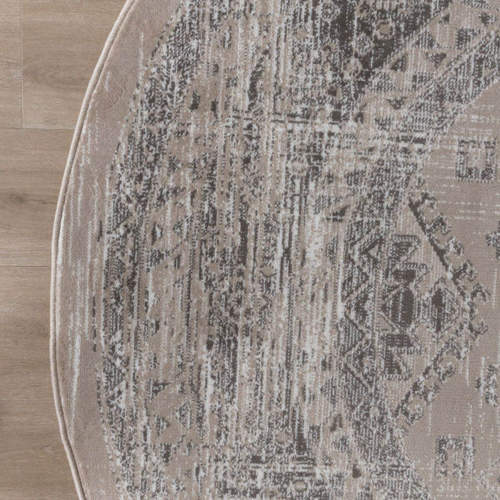 Interieur05 Rond vintage Vloerkleed Aila Zand|Beige - 240 x 240 cm