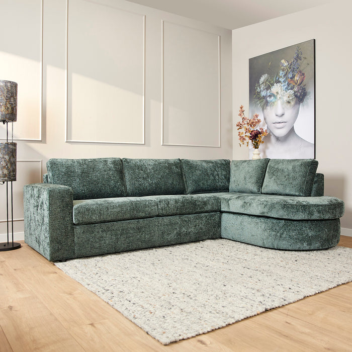 StarFurn - Bank Groen Stof - 264x192x84cm - Alma Rechts