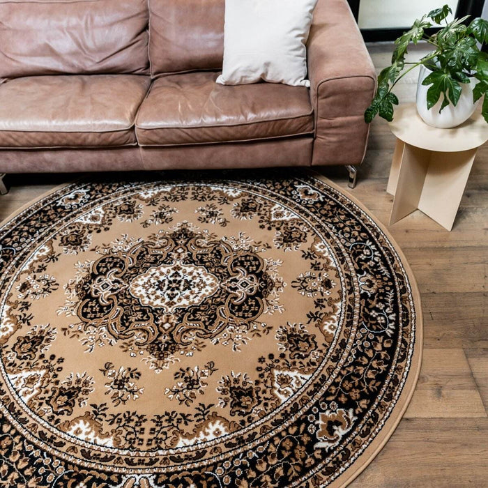 Interieur05 Vintage Vloerkleed Bruin Rond - Perzisch - Retro - Nain