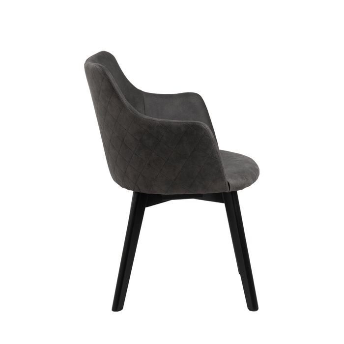 Vanua Eetkamerstoel - Set Van 2 - Antraciet Met Mat Zwarte Poten