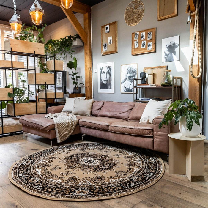 Interieur05 Vintage Vloerkleed Bruin Rond - Perzisch - Retro - Nain