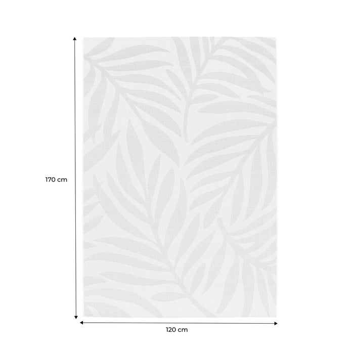 sweeek - Binnen-|buitentapijt met plant motief, crème en beige