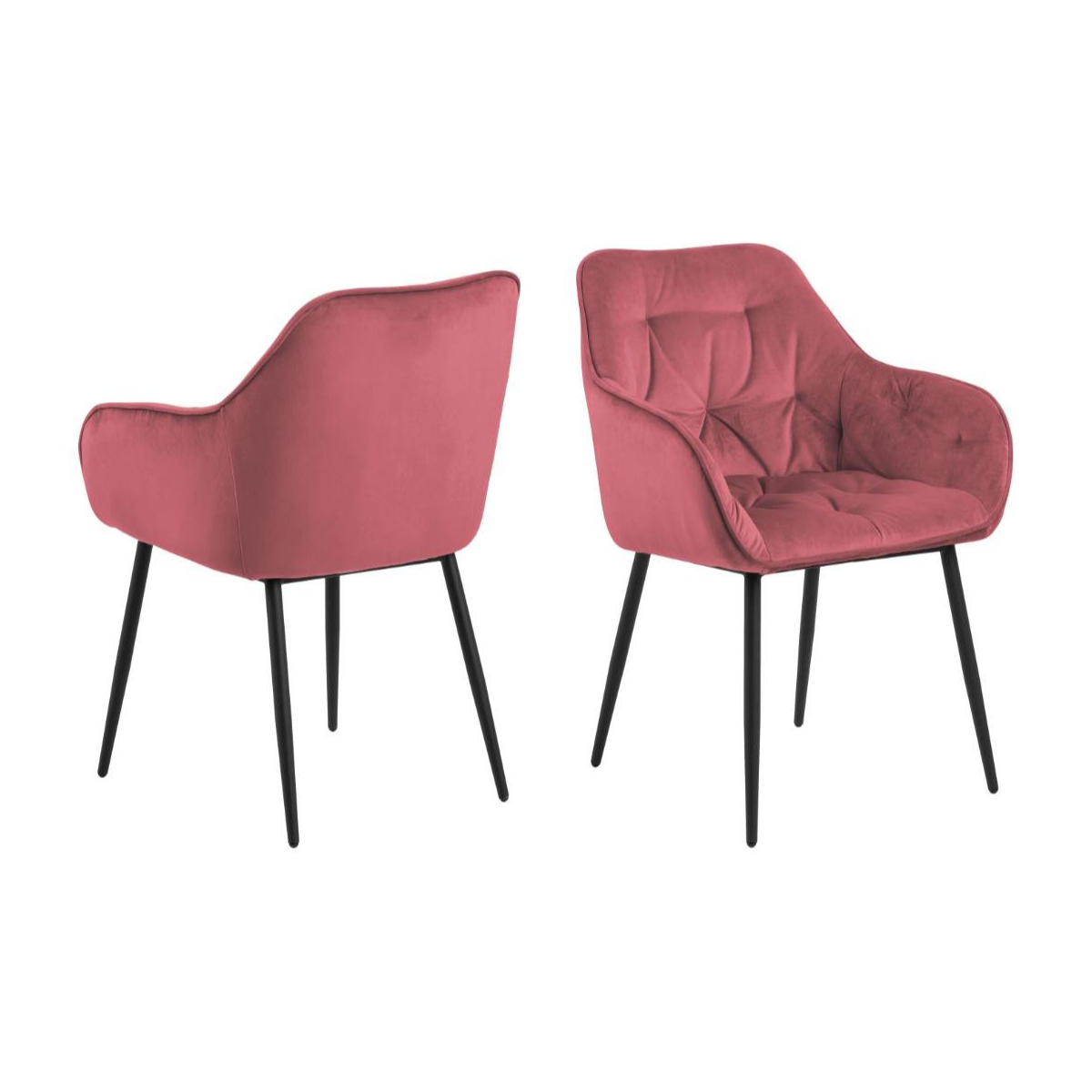 Moala Eetkamerstoel - Set Van 2 - Fluweel Koraal Met Mat Zwarte Poten