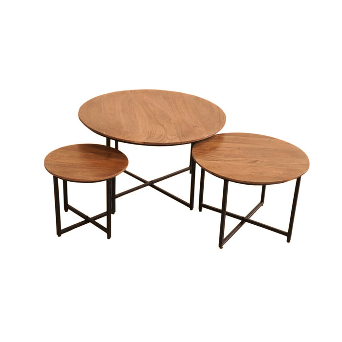 StarFurn - Salontafel Naturel - Set van 3 - 70x70x45cm - RichWood