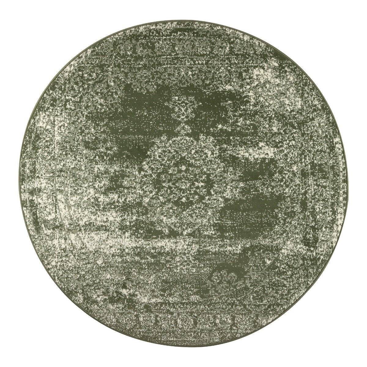 Vintage Vloerkleed Bloom rond - Groen - EVA Interior - 100 x 100 cm