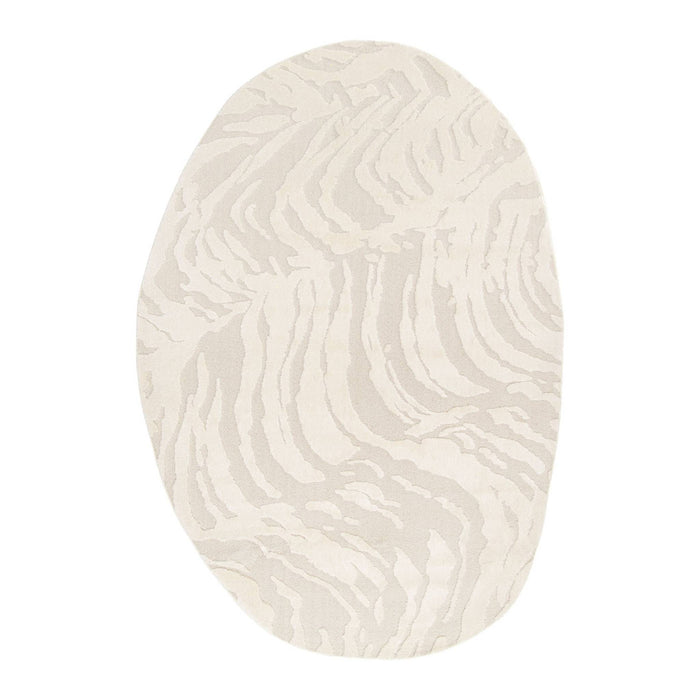 sweeek - Binnentapijt in kiezelvorm met crèmekleurig reliëfpatroon