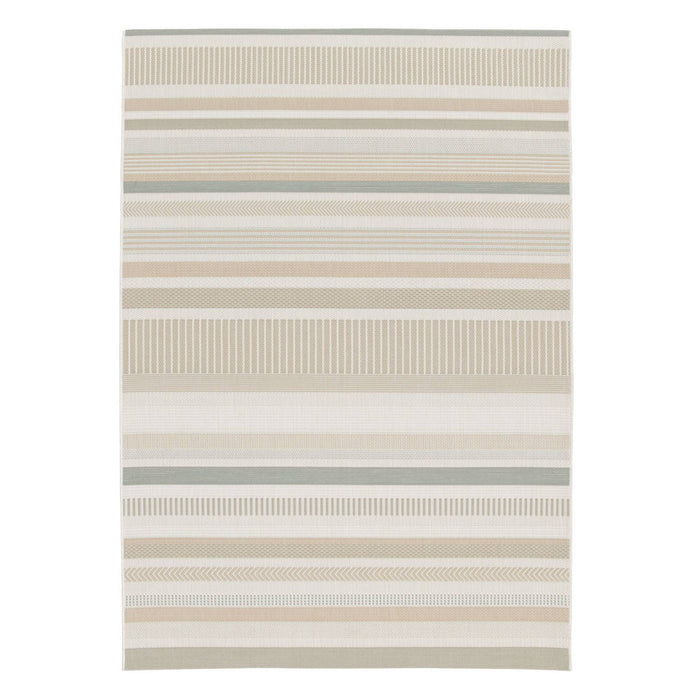 sweeek - Binnen-|buitentapijt, vintage lineair patroon in crème, beige