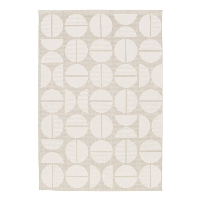 sweeek - Binnen- en buitentapijt, geometrische motieven, crème en