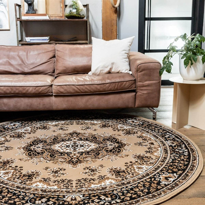 Interieur05 Vintage Vloerkleed Bruin Rond - Perzisch - Retro - Nain