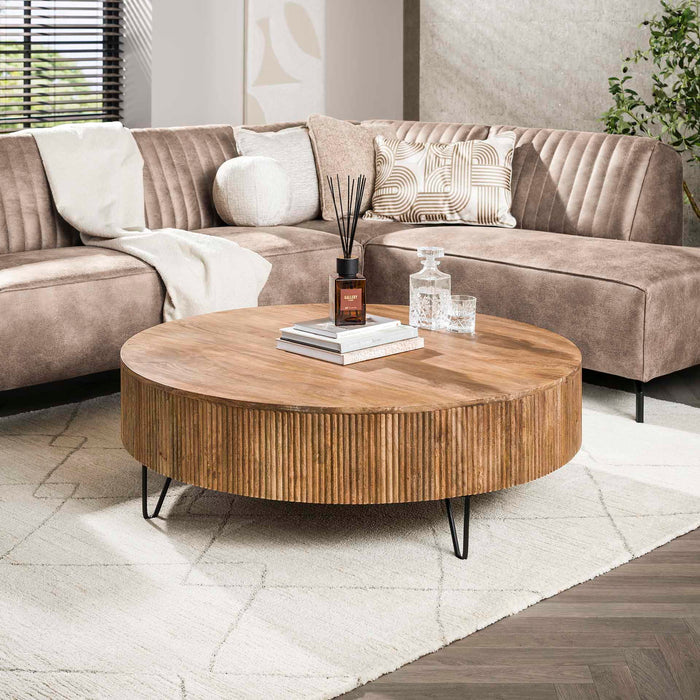 Giga Meubel - Salontafel Zand Mangohout - 120x120x38cm - Wave