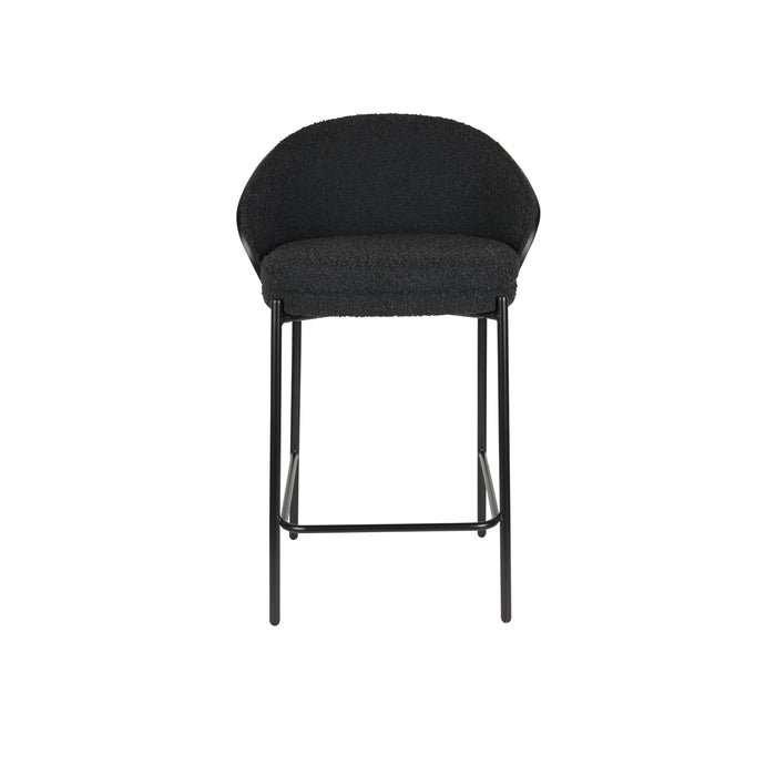 Dutchbone Rodin Counter| Barkrukken Bouclé Zwart - Set van 2