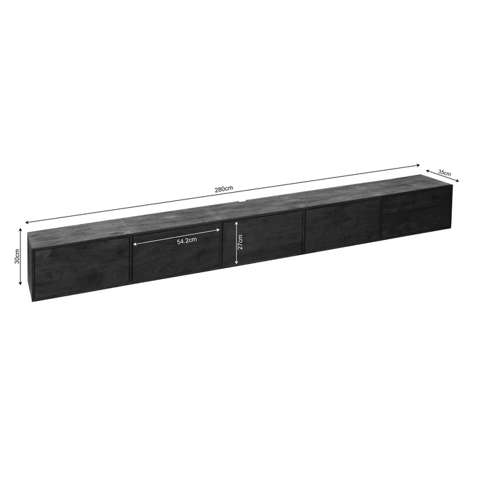 Starfurn Zwevend Tv meubel Vision Black | 280 cm